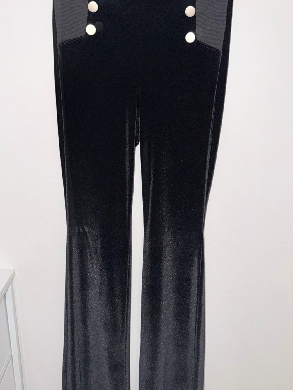 Calzedonia Black shine Velvet Wide-Leg Pants with Button Detail